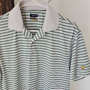 Jack Nicklaus Green Striped Golf Polo Short Sleeve Shirt - Medium